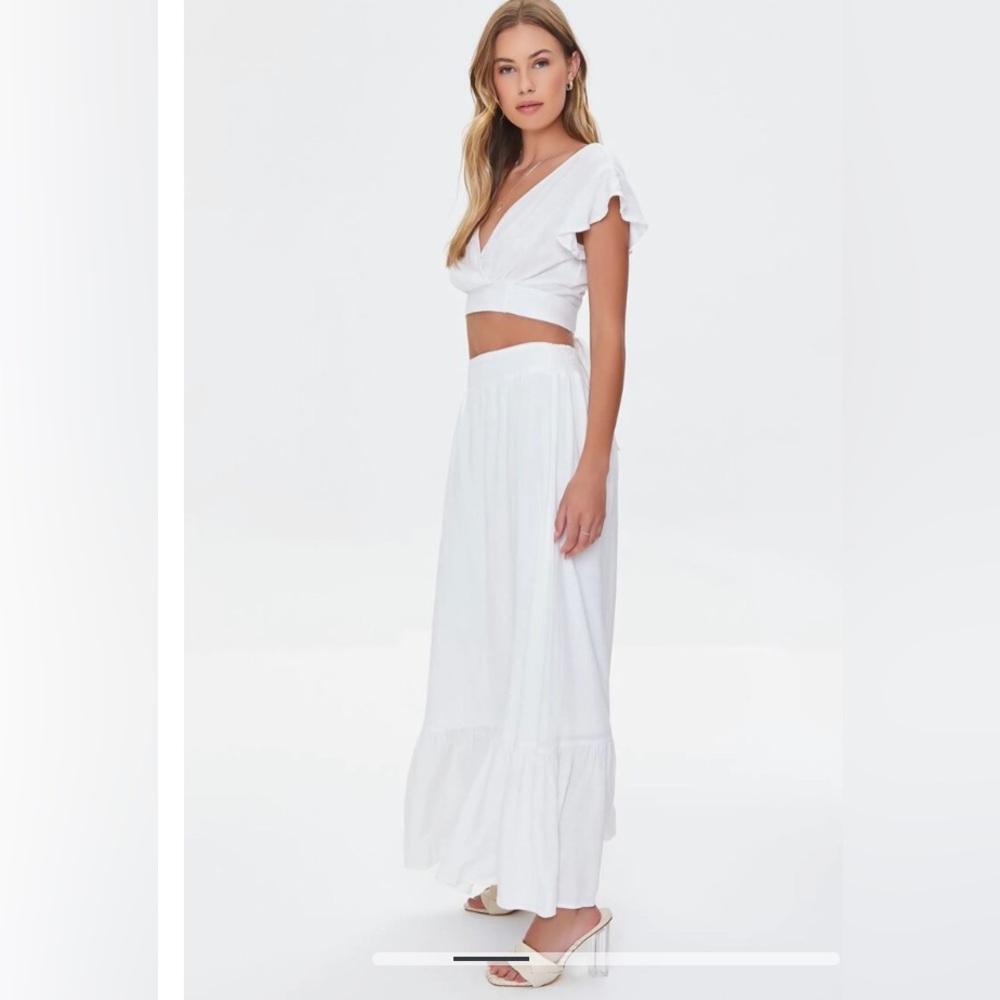 White Bridal Crop Top & Skirt Set